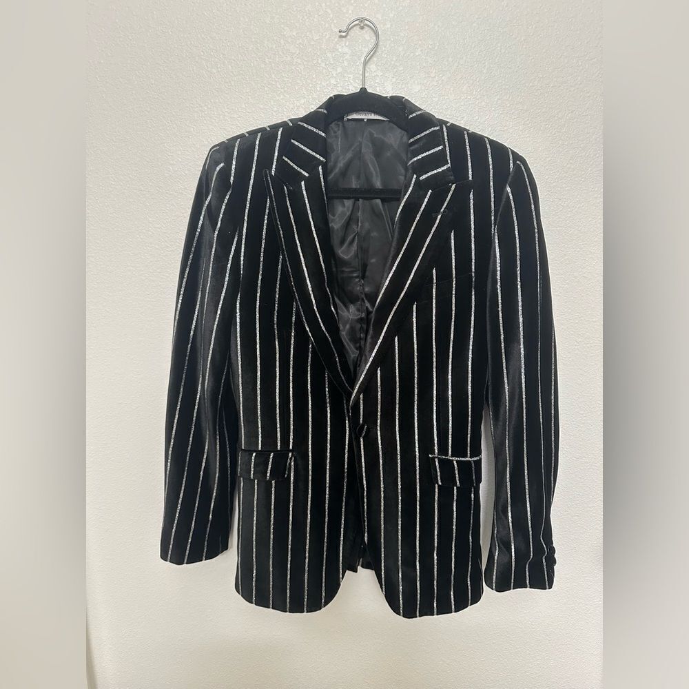 Black and Silver Striped Blazer Giovanni Testi
